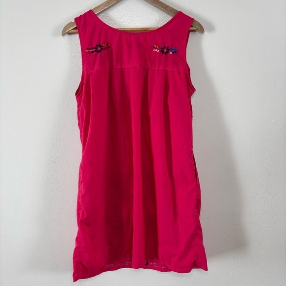 Erica Maree Boho Hot Pink Multicolor Embroidered Floral Mini Dress Size M - Picture 6 of 9